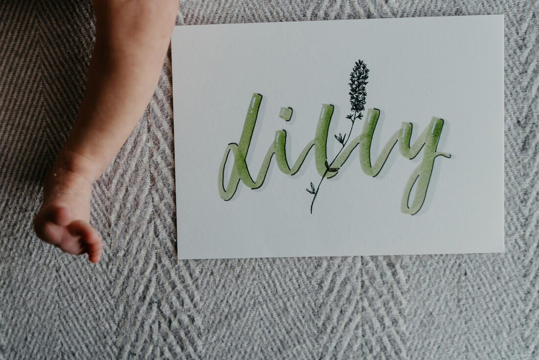 Das Bild zeigt eine Namenskarte mit dem Namen "Lilly"